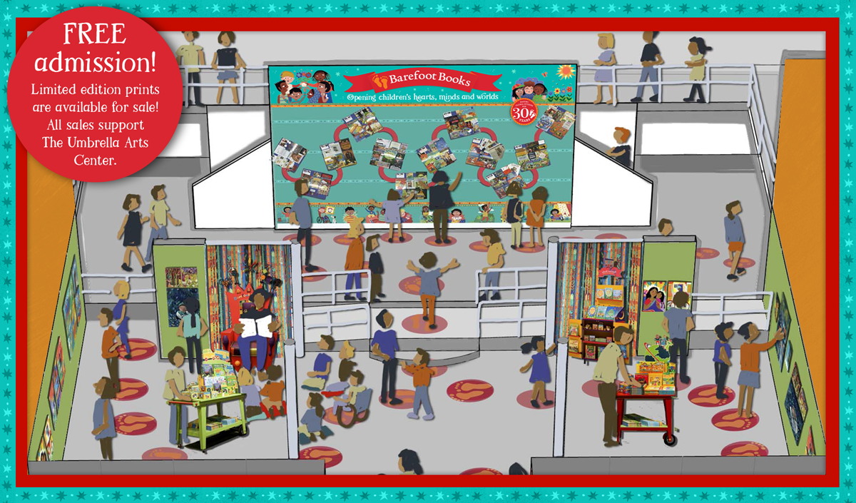 Artist's rendering of the Barefoot Books exhibition at The Umbrella