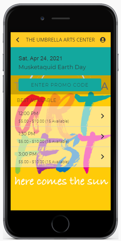 The Umbrella Artfest App - Earth Day Screen