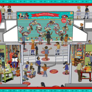 Artist's rendering of the Barefoot Books exhibition at The Umbrella