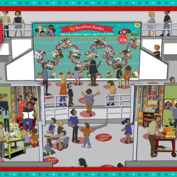 Artist's rendering of the Barefoot Books exhibition at The Umbrella Artist's rendering of the Barefoot Books exhibition at The Umbrella