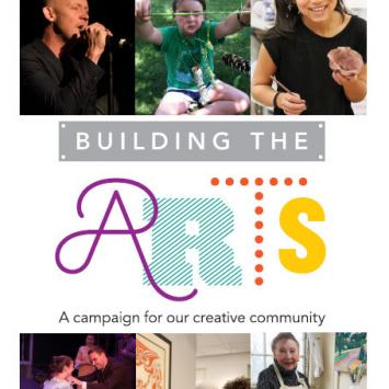 Cover of The Umbrella's Building the Arts Campaign Brochure for 2018 Cover of The Umbrella's Building the Arts Campaign Brochure for 2018