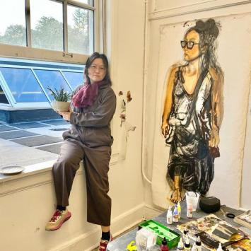 Artist Jasmine Chen in her studio at The Umbrella