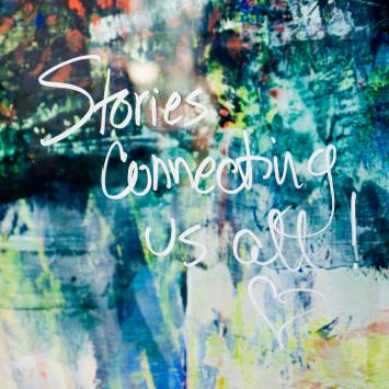 She4She Stories Connecting Us All Painting with "Stories Connecting Us All" in words